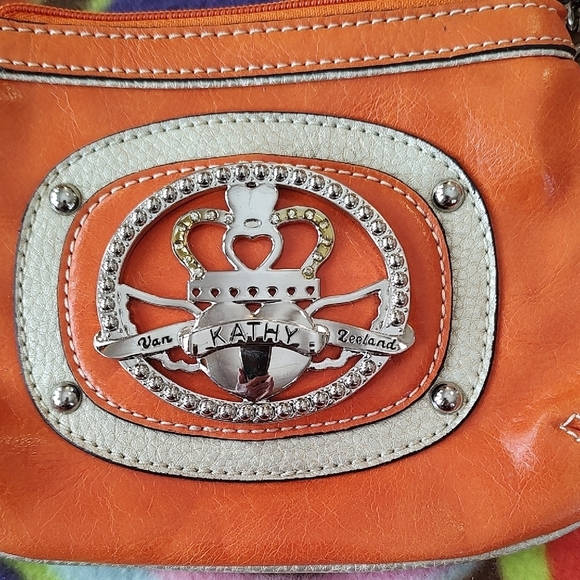 Kathy Van Zeeland Orange Vegan Leather Crossbody Bag EUC - Picture 2 of 7